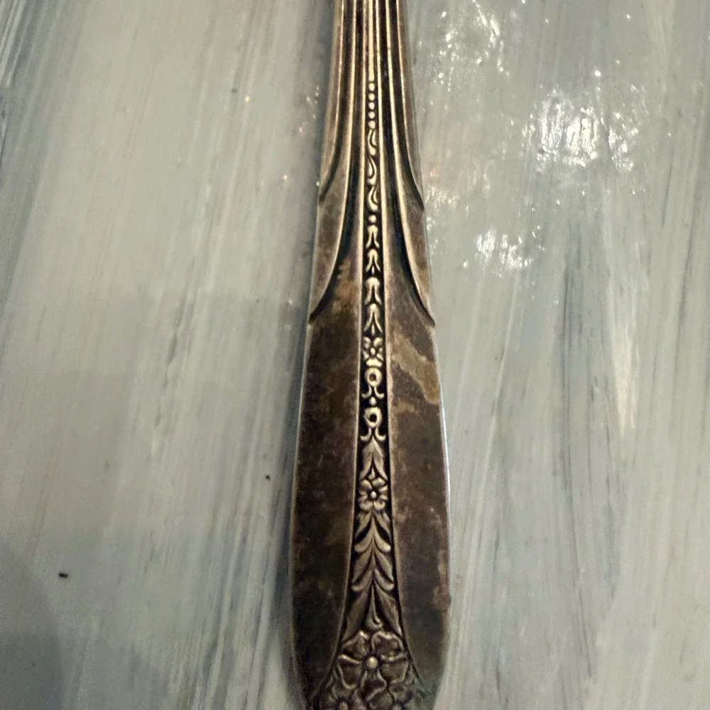 Vintage Silver Plated Serving Set Spoon Fork Pierced Cake Server 3 Piece Patina